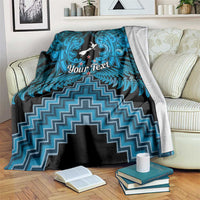 Personalised Aotearoa Matariki Blanket Turquoise Fern Maori Poutama LT01 Turquoise - Polynesian Pride