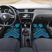 Personalised Aotearoa Matariki Car Mats Turquoise Fern Maori Poutama LT01 Set 2pcs - Front Turquoise - Polynesian Pride