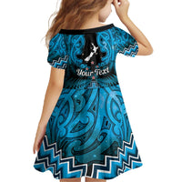 Personalised Aotearoa Matariki Family Matching Off The Shoulder Long Sleeve Dress and Hawaiian Shirt Turquoise Fern Maori Poutama