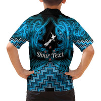 Personalised Aotearoa Matariki Family Matching Short Sleeve Bodycon Dress and Hawaiian Shirt Turquoise Fern Maori Poutama