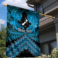 Personalised Aotearoa Matariki Garden Flag Turquoise Fern Maori Poutama