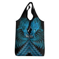 Personalised Aotearoa Matariki Grocery Bag Turquoise Fern Maori Poutama LT01 - Polynesian Pride