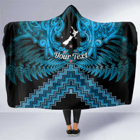 Personalised Aotearoa Matariki Hooded Blanket Turquoise Fern Maori Poutama LT01 One Size Turquoise - Polynesian Pride