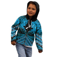 Personalised Aotearoa Matariki Kid Hoodie Turquoise Fern Maori Poutama