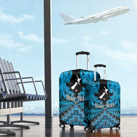 Personalised Aotearoa Matariki Luggage Cover Turquoise Fern Maori Poutama