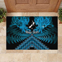 Personalised Aotearoa Matariki Rubber Doormat Turquoise Fern Maori Poutama LT01 Turquoise - Polynesian Pride