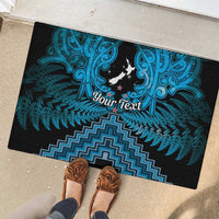 Personalised Aotearoa Matariki Rubber Doormat Turquoise Fern Maori Poutama LT01 - Polynesian Pride