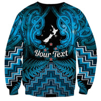 Personalised Aotearoa Matariki Sweatshirt Turquoise Fern Maori Poutama LT01 - Polynesian Pride
