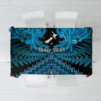Personalised Aotearoa Matariki Tablecloth Turquoise Fern Maori Poutama LT01 Turquoise - Polynesian Pride