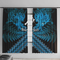 Personalised Aotearoa Matariki Window Curtain Turquoise Fern Maori Poutama LT01 With Hooks Turquoise - Polynesian Pride