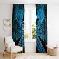 Personalised Aotearoa Matariki Window Curtain Turquoise Fern Maori Poutama LT01 - Polynesian Pride