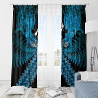 Personalised Aotearoa Matariki Window Curtain Turquoise Fern Maori Poutama LT01 - Polynesian Pride