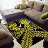 Personalised Aotearoa Matariki Area Rug Yellow Fern Maori Poutama