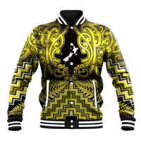 Personalised Aotearoa Matariki Baseball Jacket Yellow Fern Maori Poutama LT01 Unisex Yellow - Polynesian Pride