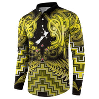 Personalised Aotearoa Matariki Button Sweatshirt Yellow Fern Maori Poutama LT01 - Polynesian Pride