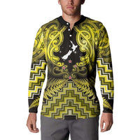 Personalised Aotearoa Matariki Button Sweatshirt Yellow Fern Maori Poutama LT01 - Polynesian Pride