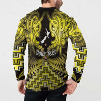 Personalised Aotearoa Matariki Button Sweatshirt Yellow Fern Maori Poutama LT01 - Polynesian Pride