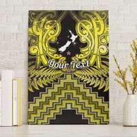 Personalised Aotearoa Matariki Canvas Wall Art Yellow Fern Maori Poutama LT01 Without Frame Yellow - Polynesian Pride