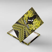 Personalised Aotearoa Matariki Canvas Wall Art Yellow Fern Maori Poutama LT01 With Frame Yellow - Polynesian Pride