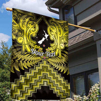 Personalised Aotearoa Matariki Garden Flag Yellow Fern Maori Poutama