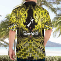 Personalised Aotearoa Matariki Hawaiian Shirt Yellow Fern Maori Poutama LT01 - Polynesian Pride