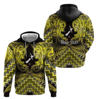 Personalised Aotearoa Matariki Hoodie Yellow Fern Maori Poutama