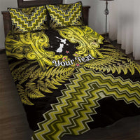 Personalised Aotearoa Matariki Quilt Bed Set Yellow Fern Maori Poutama LT01 Yellow - Polynesian Pride