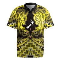 Personalised Aotearoa Matariki Rugby Jersey Yellow Fern Maori Poutama