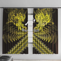 Personalised Aotearoa Matariki Window Curtain Yellow Fern Maori Poutama LT01 With Hooks Yellow - Polynesian Pride