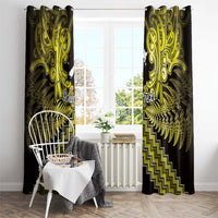 Personalised Aotearoa Matariki Window Curtain Yellow Fern Maori Poutama LT01 - Polynesian Pride