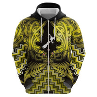 Personalised Aotearoa Matariki Zip Hoodie Yellow Fern Maori Poutama