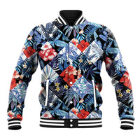 Hawaii Tropicana Blue Pattern Baseball Jacket LT01 Unisex Blue - Polynesian Pride