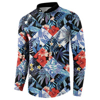Hawaii Tropicana Blue Pattern Button Sweatshirt LT01 - Polynesian Pride