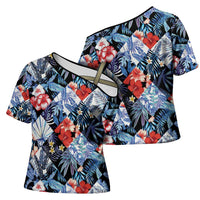 Hawaii Tropicana Blue Pattern Cross Shoulder Shirt LT01 - Polynesian Pride