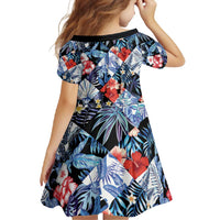 Hawaii Tropicana Blue Pattern Family Matching Long Sleeve Bodycon Dress and Hawaiian Shirt - Polynesian Pride