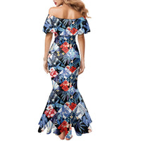Hawaii Tropicana Blue Pattern Family Matching Mermaid Dress and Hawaiian Shirt - Polynesian Pride