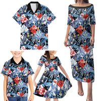Hawaii Tropicana Blue Pattern Family Matching Puletasi and Hawaiian Shirt LT01 - Polynesian Pride
