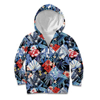 Hawaii Tropicana Blue Pattern Kid Hoodie LT01 Zip Hoodie Blue - Polynesian Pride