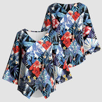 Hawaii Tropicana Blue Pattern Kimono Sleeve Blouse LT01 - Polynesian Pride