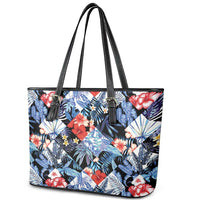 Hawaii Tropicana Blue Pattern Leather Tote Bag - Polynesian Pride