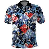 Hawaii Tropicana Blue Pattern Polo Shirt - Polynesian Pride