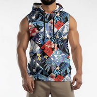 Hawaii Tropicana Blue Pattern Sleeveless Hoodie LT01 - Polynesian Pride