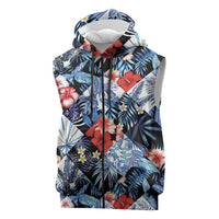 Hawaii Tropicana Blue Pattern Sleeveless Zip Hoodie LT01 Blue - Polynesian Pride