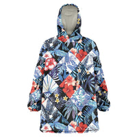 Hawaii Tropicana Blue Pattern Wearable Blanket Hoodie LT01 One Size Blue - Polynesian Pride