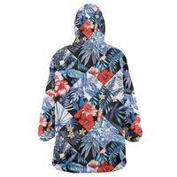 Hawaii Tropicana Blue Pattern Wearable Blanket Hoodie LT01 - Polynesian Pride