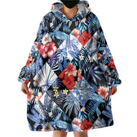 Hawaii Tropicana Blue Pattern Wearable Blanket Hoodie LT01 - Polynesian Pride