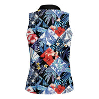 Hawaii Tropicana Blue Pattern Women Sleeveless Polo Shirt LT01 - Polynesian Pride