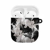 Black White Monotone Tropical Flowers Pattern AirPods Case LT01 Black - Polynesian Pride