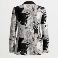 Black White Monotone Tropical Flowers Pattern Blazer LT01 - Polynesian Pride