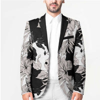 Black White Monotone Tropical Flowers Pattern Blazer LT01 - Polynesian Pride